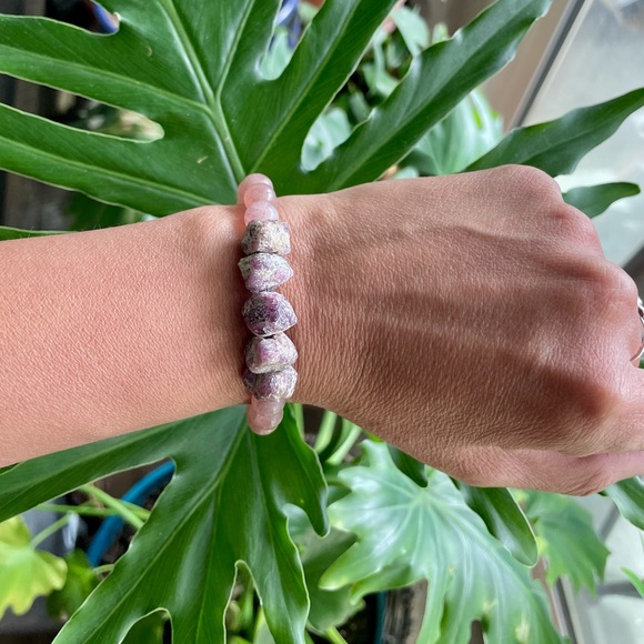 Jewelry - Rough Ruby & Rose Quartz bracelet